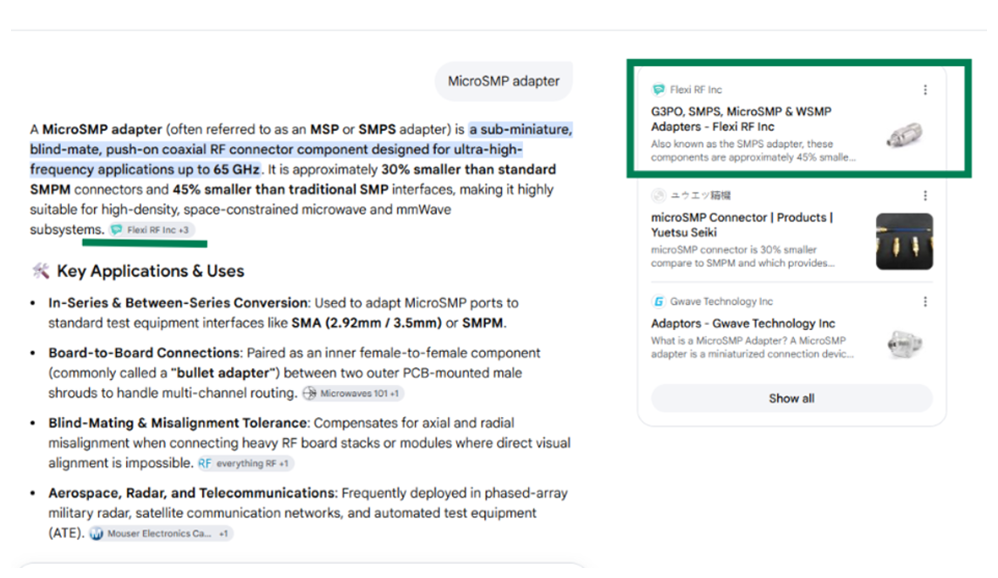AI answer result listing the brand among recommended providers